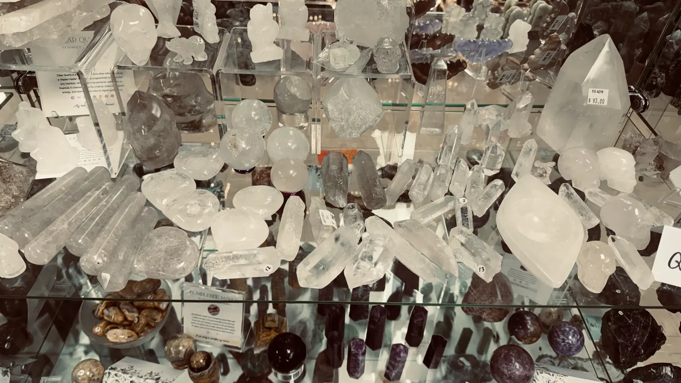 The clear quartz case: points, spheres, skulls and wands